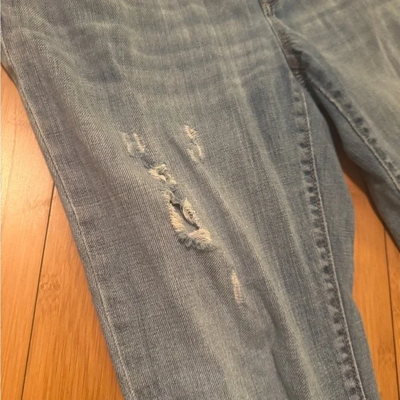 LOFT Light Blue Distressed Button Fly Boyfriend Jeans - Picture 5 of 12